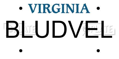 BLUDVEL Virginia License Plate