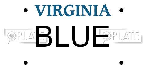 BLUE Virginia License Plate
