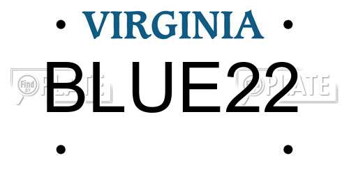 BLUE22 Virginia License Plate