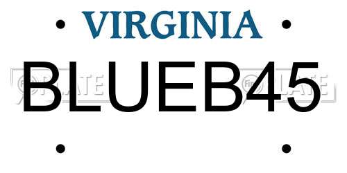 BLUEB45 Virginia License Plate