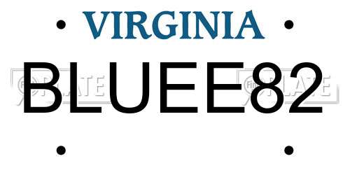 BLUEE82 Virginia License Plate
