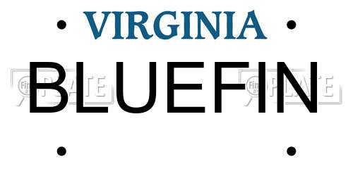 BLUEFIN Virginia License Plate