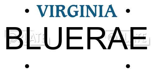 BLUERAE Virginia License Plate