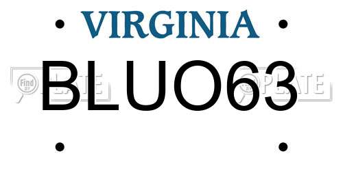 BLUO63 Virginia License Plate