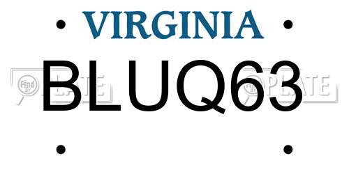BLUQ63 Virginia License Plate