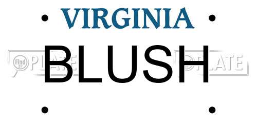BLUSH Virginia License Plate