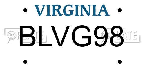BLVG98 Virginia License Plate