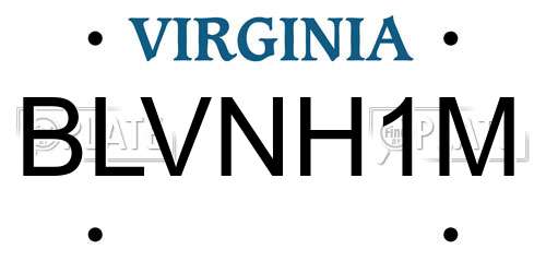 BLVNH1M Virginia License Plate