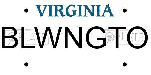 BLWNGTO Virginia License Plate