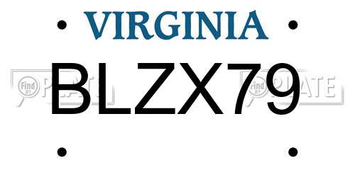 BLZX79 Virginia License Plate