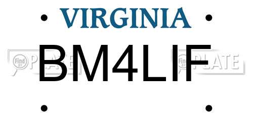 BM4LIF Virginia License Plate