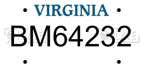 BM64232 Virginia License Plate