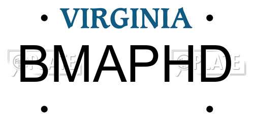 BMAPHD Virginia License Plate