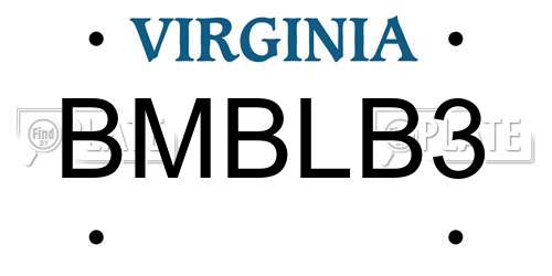 BMBLB3 Virginia License Plate