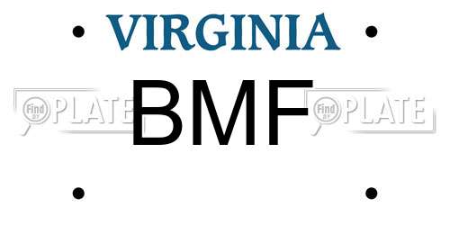 BMF Virginia License Plate