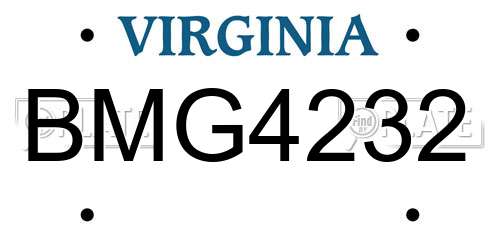 BMG4232 Virginia License Plate