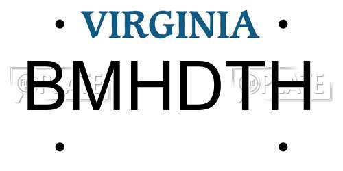 BMHDTH Virginia License Plate