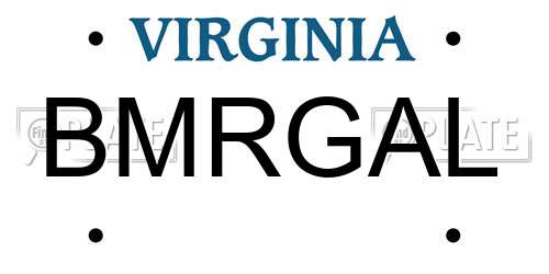 BMRGAL Virginia License Plate