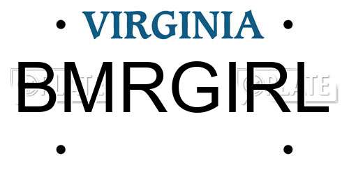 BMRGIRL Virginia License Plate