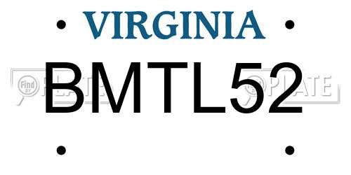 BMTL52 Virginia License Plate