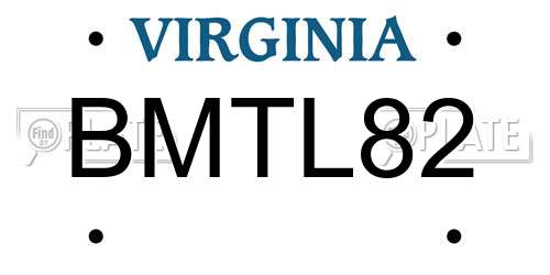BMTL82 Virginia License Plate