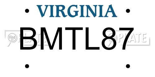 BMTL87 Virginia License Plate
