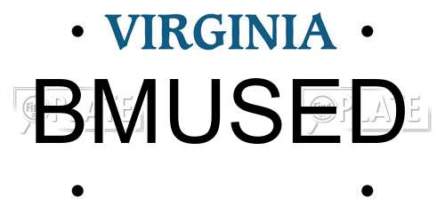 BMUSED Virginia License Plate