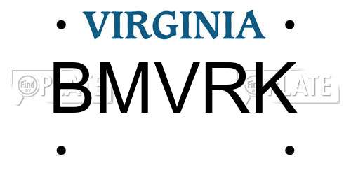 BMVRK Virginia License Plate