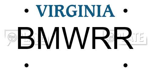 BMWRR Virginia License Plate