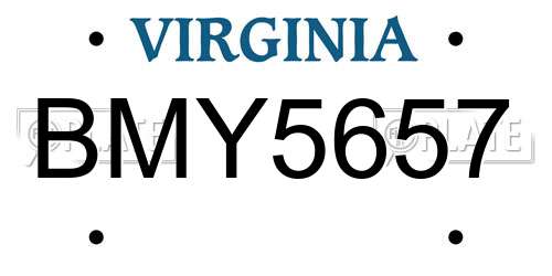 BMY5657 Virginia License Plate