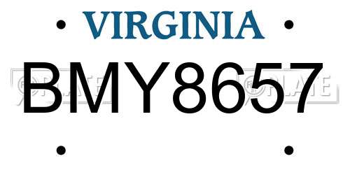 BMY8657 Virginia License Plate