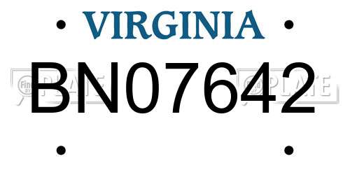 BN07642 Virginia License Plate