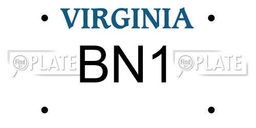 BN1 Virginia License Plate