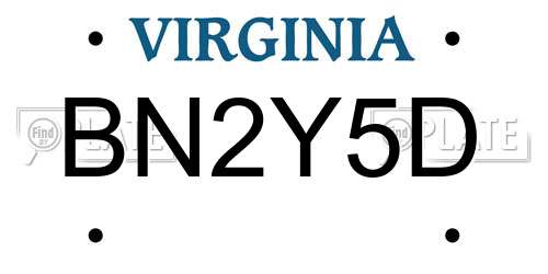 BN2Y5D Virginia License Plate