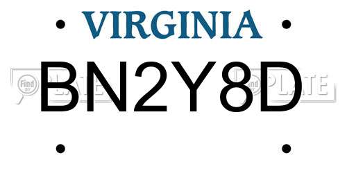 BN2Y8D Virginia License Plate