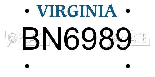BN6989 Virginia License Plate