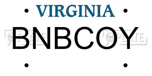 BNBCOY Virginia License Plate