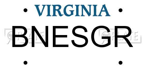 BNESGR Virginia License Plate