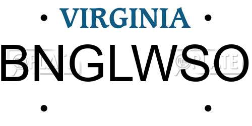 BNGLWSO Virginia License Plate
