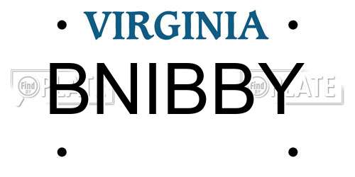 BNIBBY Virginia License Plate