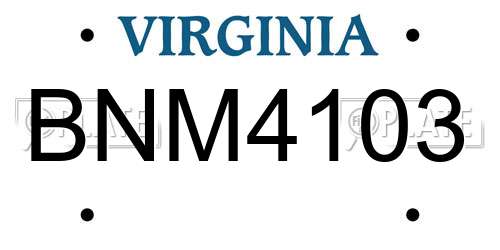 BNM4103 Virginia License Plate