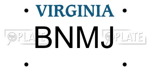 BNMJ Virginia License Plate