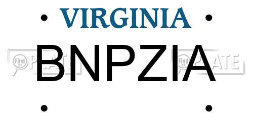 BNPZIA Virginia License Plate