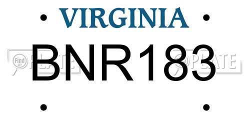 BNR183 Virginia License Plate
