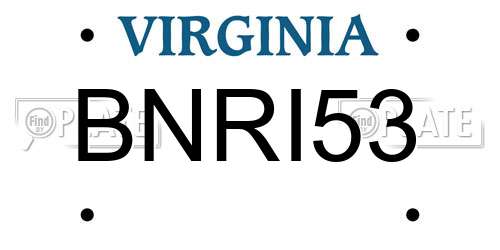 BNRI53 Virginia License Plate