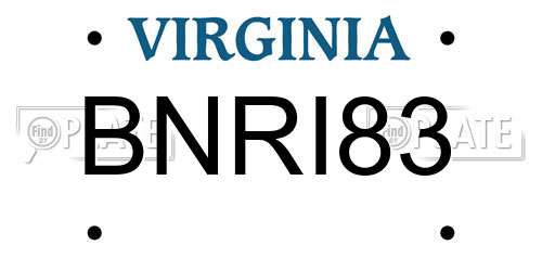 BNRI83 Virginia License Plate