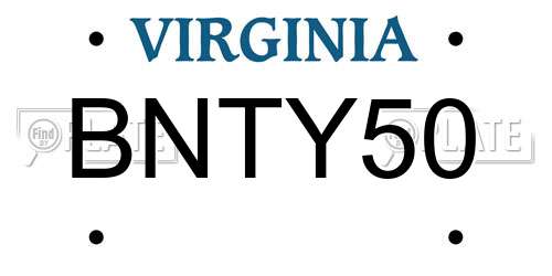 BNTY50 Virginia License Plate