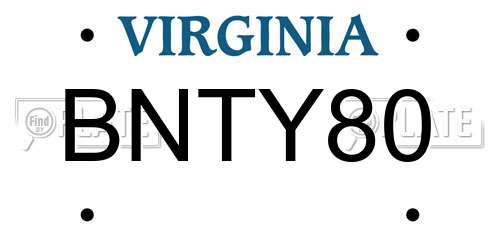 BNTY80 Virginia License Plate