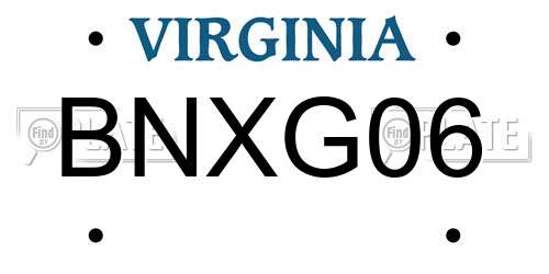BNXG06 Virginia License Plate