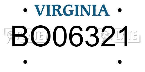 BO06321 Virginia License Plate